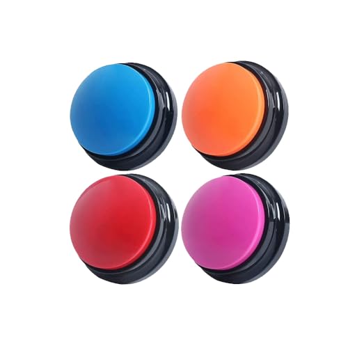 PELTEFLU Voice Recording Button, Dog Buttons for Communication Pet Training Buzzer, 30 Second Voice Record and Playback, Funny Gift for Study Office Home 4 Pack Red/Blue/Rose/Orange - Image 1