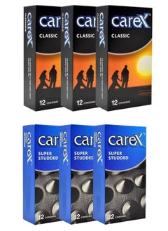 careX Pack Of 6 Boxes Classic and Super Studded Condoms  - Image 1