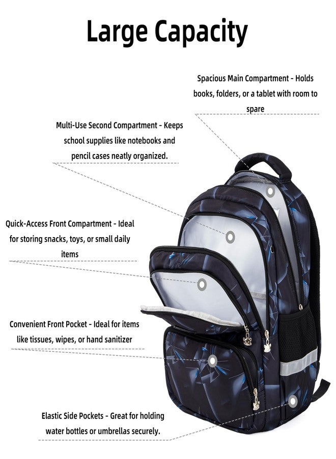 KingCheer Cute Kids Backpack for Girls Boys Lightweight School Bag for Preschool Primary Teenage Bookbag for Aged 6-12, Black, 17inch, Casual - Image 5
