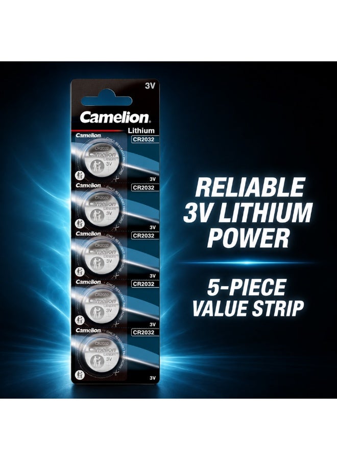 Camelion CR2032 3V Lithium Coin Cell Batteries 5 Pack for Car Key Fobs, Digital Scales, Watches & Electronics - Image 5