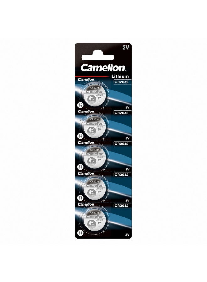Camelion CR2032 3V Lithium Coin Cell Batteries 5 Pack for Car Key Fobs, Digital Scales, Watches & Electronics - Image 1