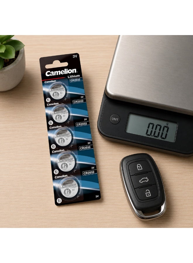 Camelion CR2032 3V Lithium Coin Cell Batteries 5 Pack for Car Key Fobs, Digital Scales, Watches & Electronics - Image 3