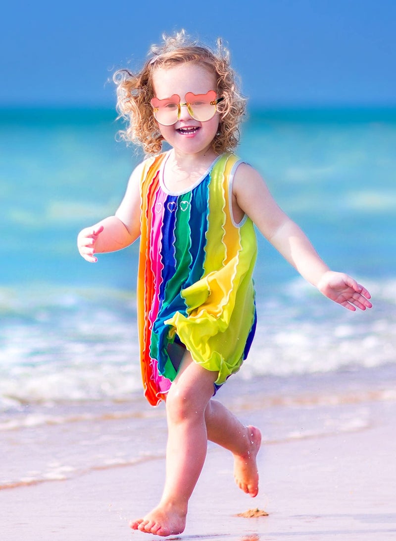Colorful UV Protection Sunglasses for Kids 4 Pairs of Fun Rimless Bear Design Glasses for Toddlers and Babies - Image 5
