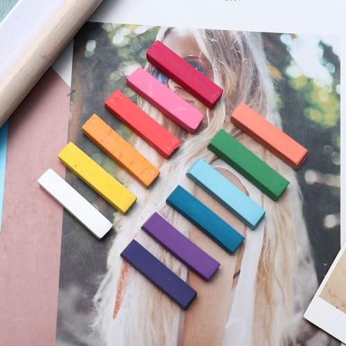 ARROLLIANT Hair Chalk Temporary Hair Dye Soft Pastels Salon Kit Vibrant Colours Set of 12 - Image 3