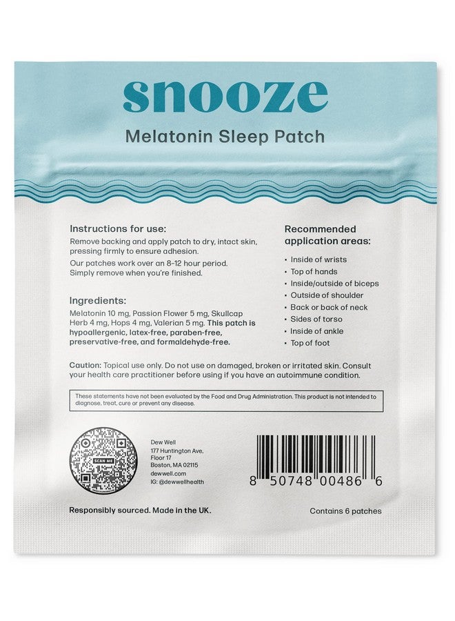 Dew Well Dew Well 6 Pack Snooze Melatonin Sleep Patches - Wearable, No Latex, Easy to Use - Supports Natural Sleep  - Image 2