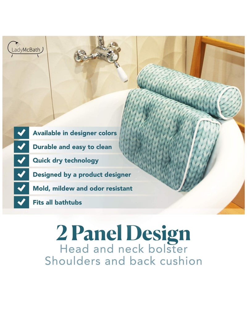 LADYMCBATH Lady McBath Bath Pillow - Luxury Bath Pillows for Tub Neck and Back Support - Powerful Suction Cups, Machine Washable Bathtub Accessory for Relaxation (Turquoise)  - Image 3