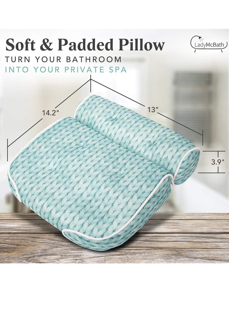 LADYMCBATH Lady McBath Bath Pillow - Luxury Bath Pillows for Tub Neck and Back Support - Powerful Suction Cups, Machine Washable Bathtub Accessory for Relaxation (Turquoise)  - Image 4