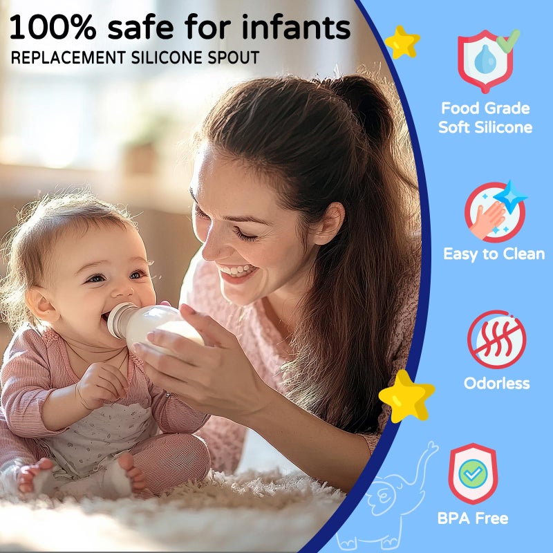 RBUGR 6 Pack Replacement Silicone Spout Compatible with NUK Active and Learner Cups, Sippy Cup Nipple for NUK Sippy Cup & Learner Cup, 100% Silicone Sippy Nipples for 6m+ - Image 2