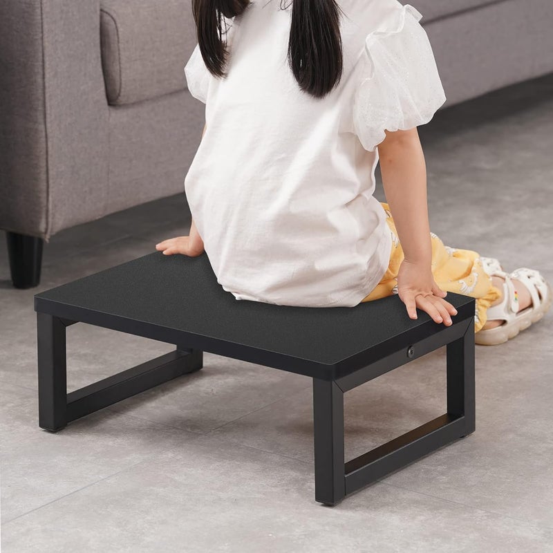 Snughome Wooden Step Stools for Adults Kids, Solid Portable Wooden Bedside Step Stool Adults Hold Up to 350 lb, One Step Foot Stool for Kitchen, Bedroom, Living Room, Bathroom - Self-Assembly(Black) - Image 2