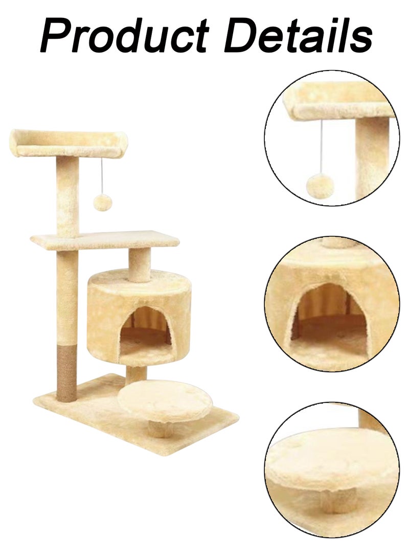 Kidle Wooden Pet Cat Climbing Frame Cat Tree Toy With Cat House Cat Jumping Platform Claw Scratching Post 40*35*88cm - Image 3