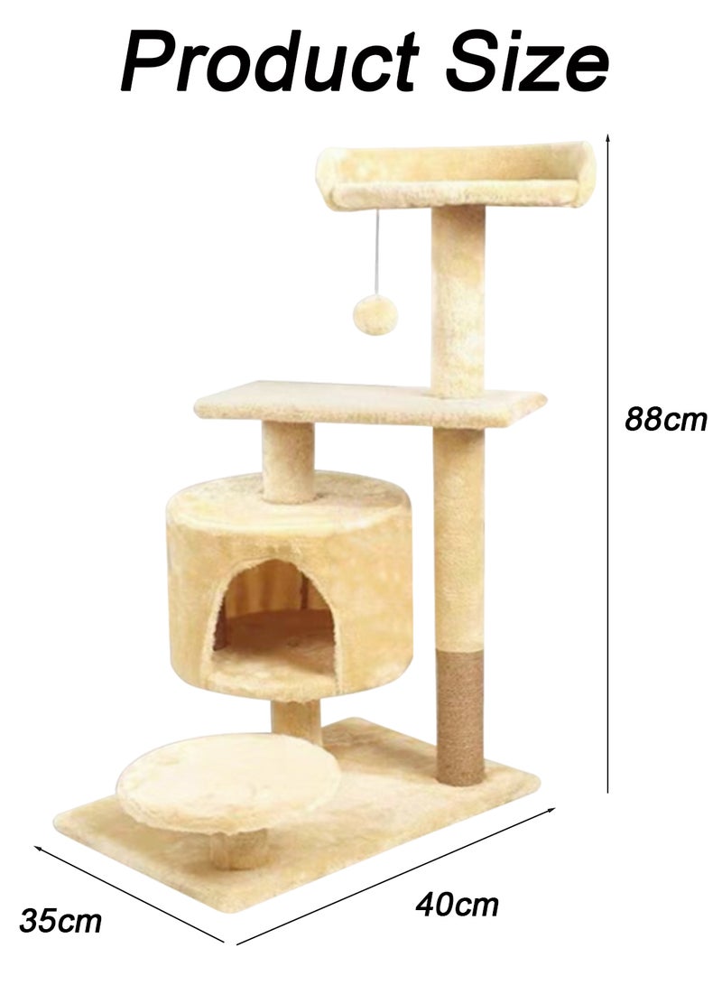 Kidle Wooden Pet Cat Climbing Frame Cat Tree Toy With Cat House Cat Jumping Platform Claw Scratching Post 40*35*88cm - Image 2