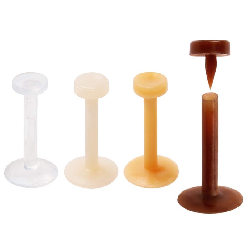 Pierced Owl Pair of 16GA Flesh Tone Flexible Bioflex Removable Push Top Piercing Retainers, Metal & Allergy Free for Lips, Ears, Nose, Labret, Monroe (Dark - 10mm (3/8")) - Image 1