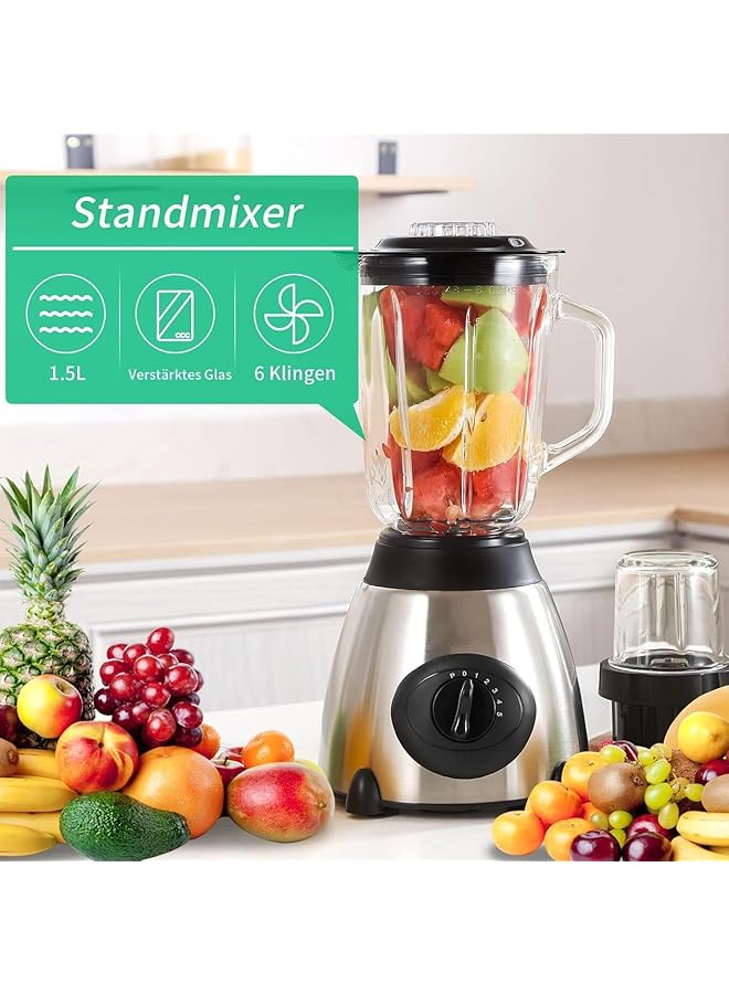 دينكس خلاط عالي الطاقة 2800 واط، كوب زجاجي سعة 1.5 لتر، 5 إعدادات للسرعة، شفرات من الفولاذ المقاوم للصدأ - Image 4