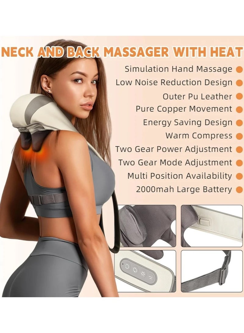 DubaiGallery Rechargeable Shiatsu Neck Shoulder Back Massager with Adjustable Heat and Speed Electric Kneading Massage for pain relief - Image 4