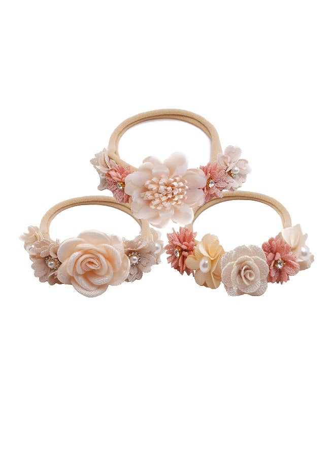 Pack Of 3 Baby Girl Flower Headbands Set - Image 1