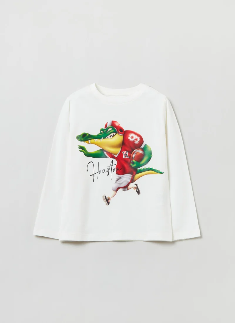 او في اس Long-sleeved T-shirt with print
