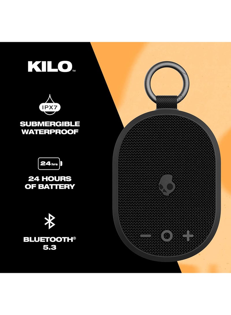 Skullcandy Kilo Compact Wireless Bluetooth Speaker - IPX7 Waterproof Mini Bluetooth Speaker with 24 Hour Battery, Downward Firing Passive Radiator, and True Wireless Pairing - Perfect for Outdoor Black - Image 2
