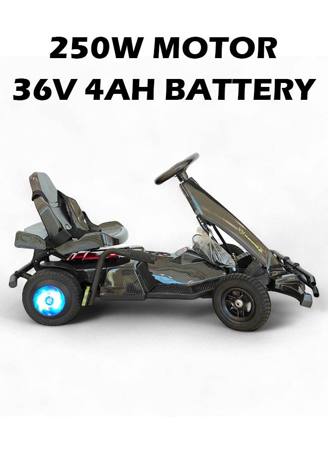 Wind Horse Kids Electric Go-Kart 250W Motor, 36V 4Ah Battery, 20km/h Speed, 8 Inches Tires, Steel Alloy Frame, Reverse Button, LED Wheels, 35-Min Ride Time, 4 Wheel Racer Car For Kids, Ride On Toy  - Image 2
