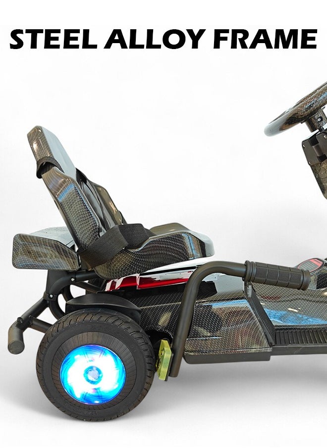 Wind Horse Kids Electric Go-Kart 250W Motor, 36V 4Ah Battery, 20km/h Speed, 8 Inches Tires, Steel Alloy Frame, Reverse Button, LED Wheels, 35-Min Ride Time, 4 Wheel Racer Car For Kids, Ride On Toy  - Image 5