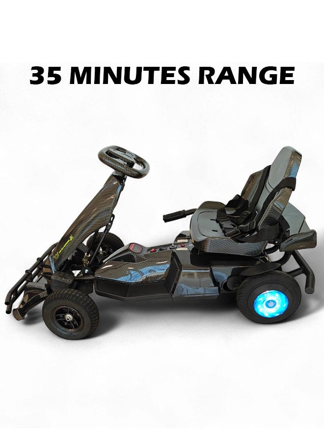 Wind Horse Kids Electric Go-Kart 250W Motor, 36V 4Ah Battery, 20km/h Speed, 8 Inches Tires, Steel Alloy Frame, Reverse Button, LED Wheels, 35-Min Ride Time, 4 Wheel Racer Car For Kids, Ride On Toy  - Image 3