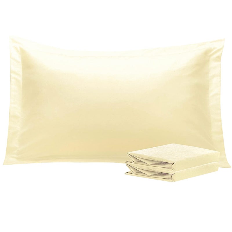 إن تي باي NTBAY King Pillow Shams - 2 Pack Microfiber 20x36 Covers Sham - Super Super and Dozy Wrinkle Resistant 20x36 Indces Oxford Plowcases Ivory  - Image 1