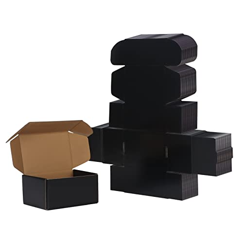 EXYGLO Shipping Cardboard Boxes for Small Business, Packing and Mailing, 6x4x3 - Pack of 25, Black - Image 1