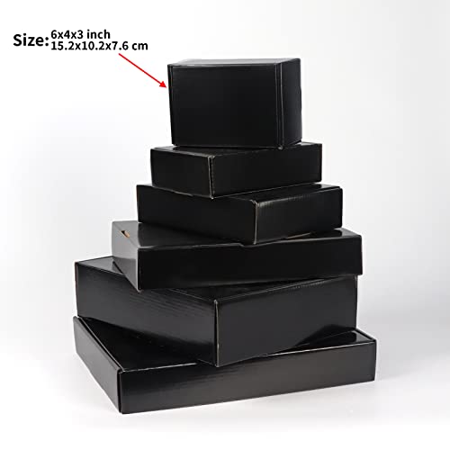 EXYGLO Shipping Cardboard Boxes for Small Business, Packing and Mailing, 6x4x3 - Pack of 25, Black - Image 3