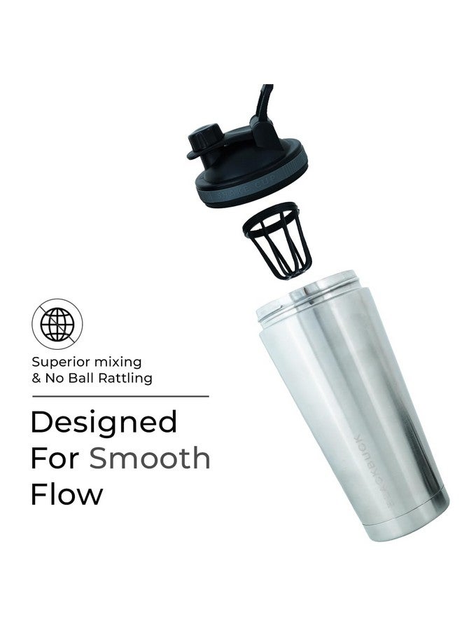 BLACKBUCK Shaker Pro: Doublewall Vacuum Insulated Stainless Steel Shaker With Noise Proof Technology,Superior Shake Without Leaks,Best For Pre Workout Shakes And Protein Mixes(Oyster Silver),750 ml - Image 4