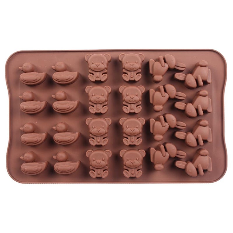 Husaini Mart HUSAINI MART 1pc 24 Cavity Silicone Easter Egg Bunny Theme Chocolate Mould Cake Decorating Candy Jelly Icecube Cake Topper DIY Baking Mould Multicoloured  - Image 1