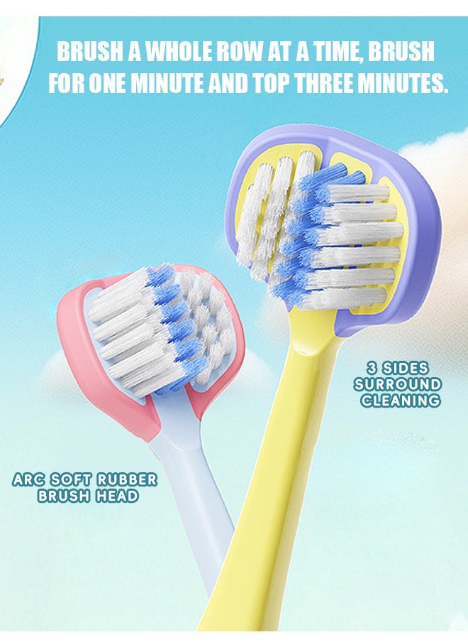 Dr.Baek 4 Pcs Three Sided Toothbrush for Kids, Extra Soft Nano Toothbrush, BPA Free Kids Toothbrush (Colorful)  - Image 3