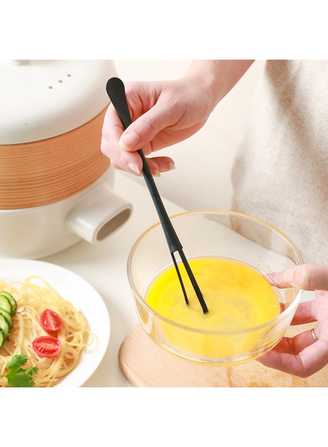 Household Kitchen Mini Plastic Egg Beater Outdoor Picnic Portable Egg Stirring Rod Multi-Functional Dual-Use Egg Beater-Color:White  - Image 3