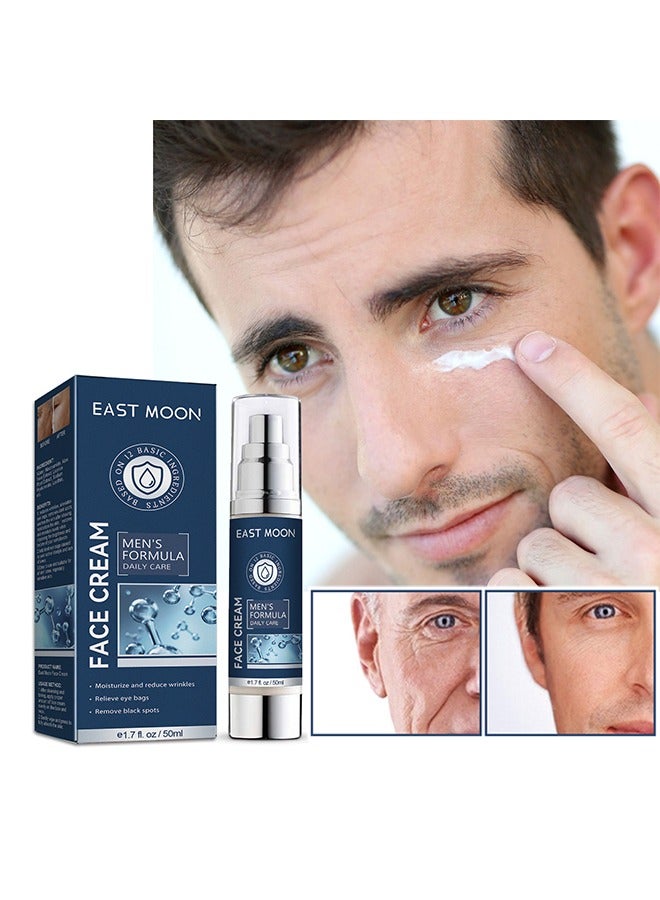 إيست مون كريم الوجه - مرطب الوجه للرجال 6 في 1 لأكياس تحت العين ، كريم الوجه المرطب للرجال ، كريم الوجه المغذي للبشرة والتجاعيد للبقع الداكنة ، الخطوط الدقيقة ، الغربان أقدام العين 50 مل - Image 1