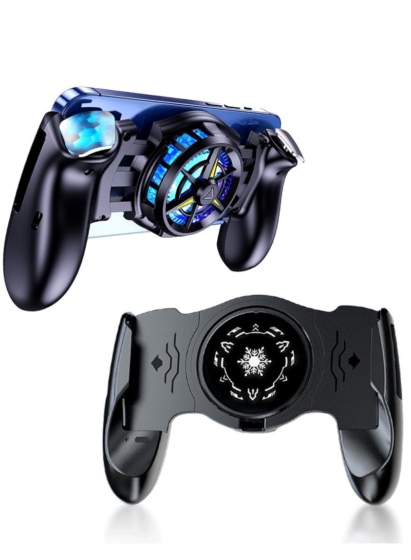 Phone Game Grip, Semiconductor, Adjustable Mobile Controller Handle Holder with Colorful Light Effect, Fan Cooling, for Android , iOS - Image 1