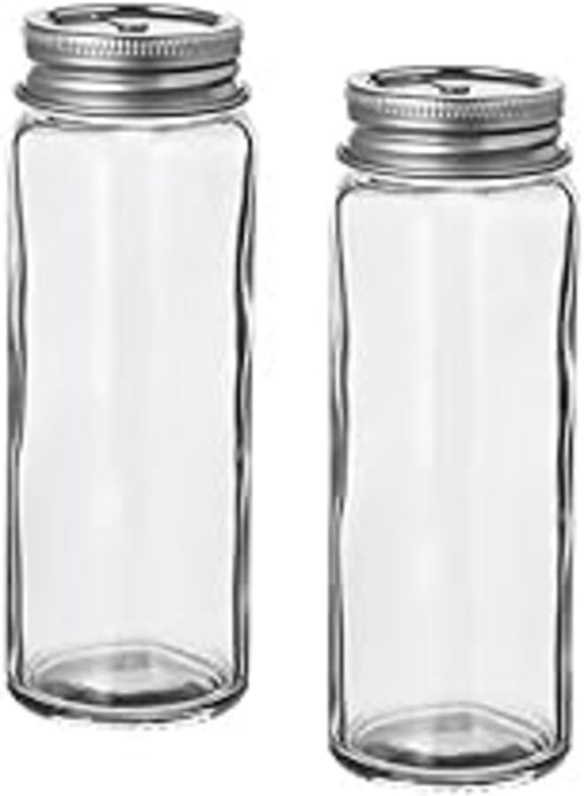 Digital Shoppy CITRONHAJ Salt and Pepper shakers, Clear Glass/Stainless Steel, 12 cm (4 ¾ ") (Pack-2)