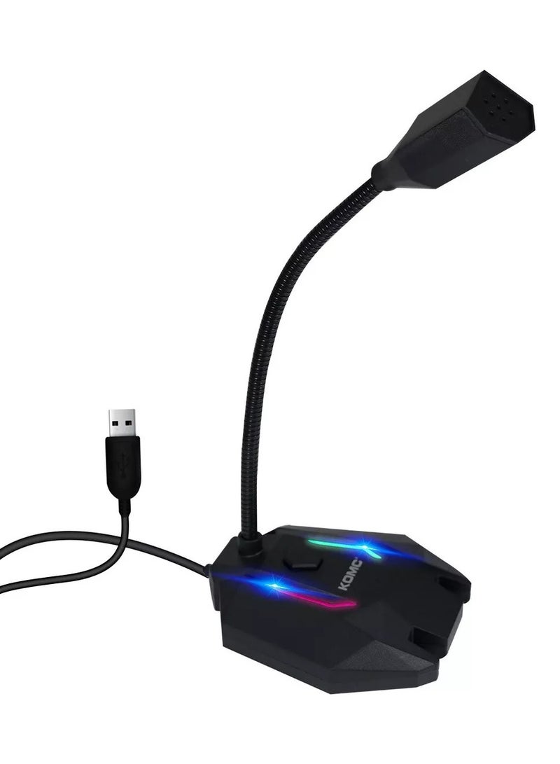 Komc USB Gaming Microphone For PC Laptop Komc M3 HD Sound RGB LED Light - Image 1