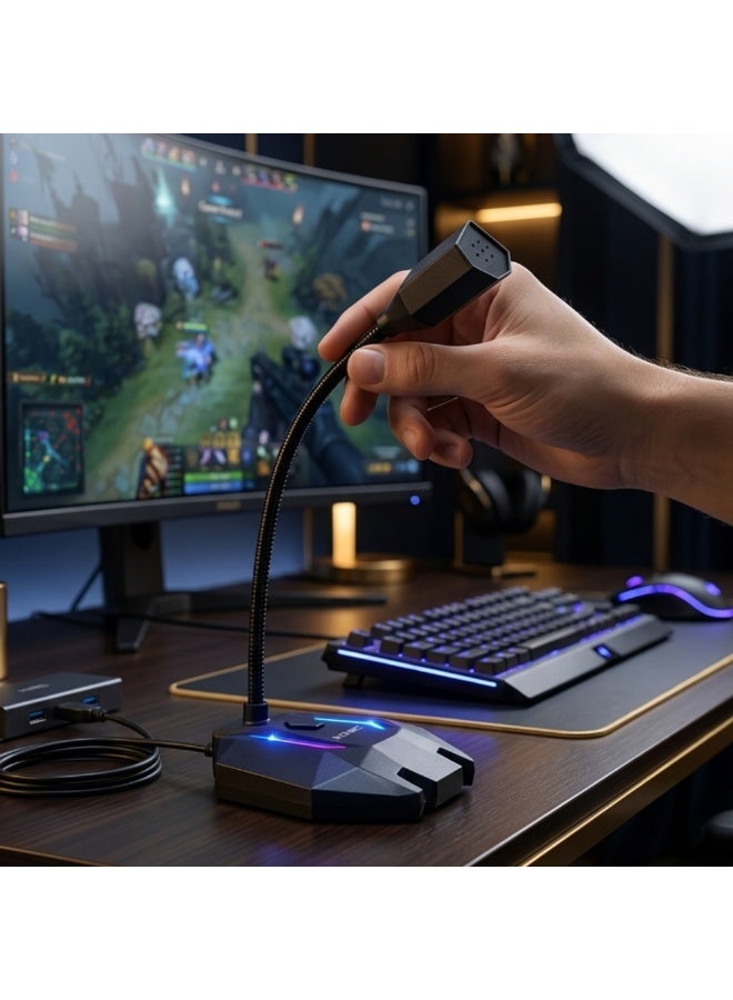 Komc USB Gaming Microphone For PC Laptop Komc M3 HD Sound RGB LED Light - Image 4