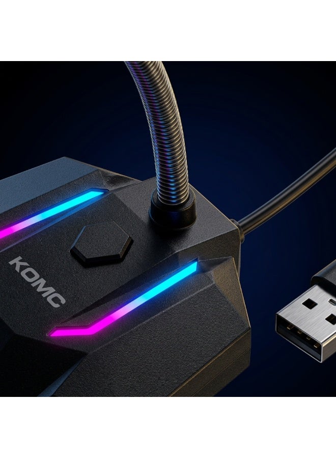 Komc USB Gaming Microphone For PC Laptop Komc M3 HD Sound RGB LED Light - Image 5