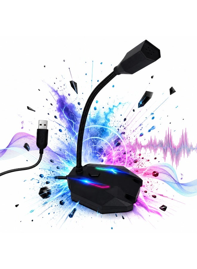 Komc USB Gaming Microphone For PC Laptop Komc M3 HD Sound RGB LED Light - Image 1