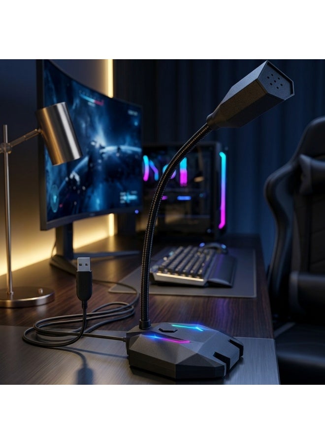 Komc USB Gaming Microphone For PC Laptop Komc M3 HD Sound RGB LED Light - Image 3