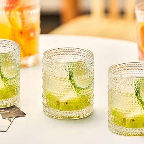 Artcochan Hobnail Drinking Glasses Set of 6, 10 oz, Cocktail Glasses Vintage Glasses Drinking Set Glass Cups Mixed Drinkware Set Vintage Glassware Set for Juice, Cocktail, Whisky, Soda, Beverages. Clear - Image 3