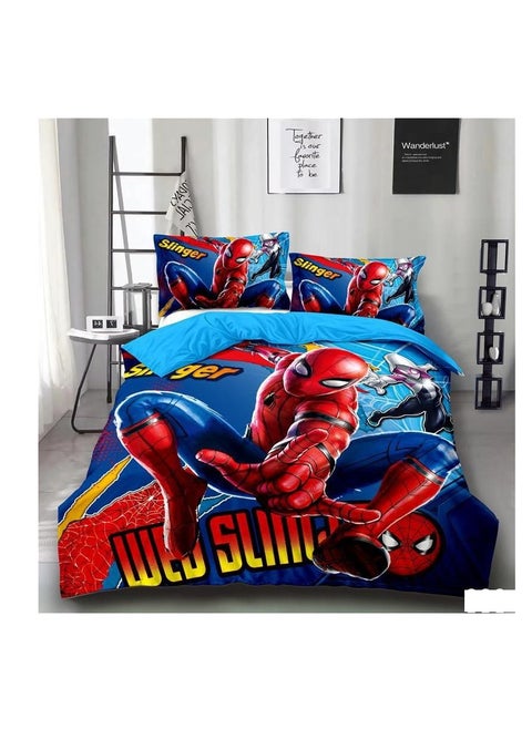 3D Comforters Queen Size Cartoon characters bedding set with fixed duvet insert, fitted bedsheet and pillowcase, 4-Pieces set QU17
