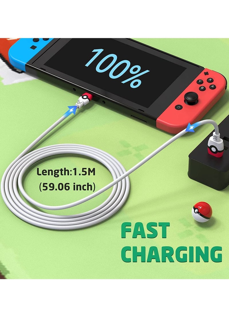 Vermaney Compatible with Nintendo Switch fast charging cable, cartoon data cable, mobile phone data cable 1.5 meters (Pokemon) - Image 2
