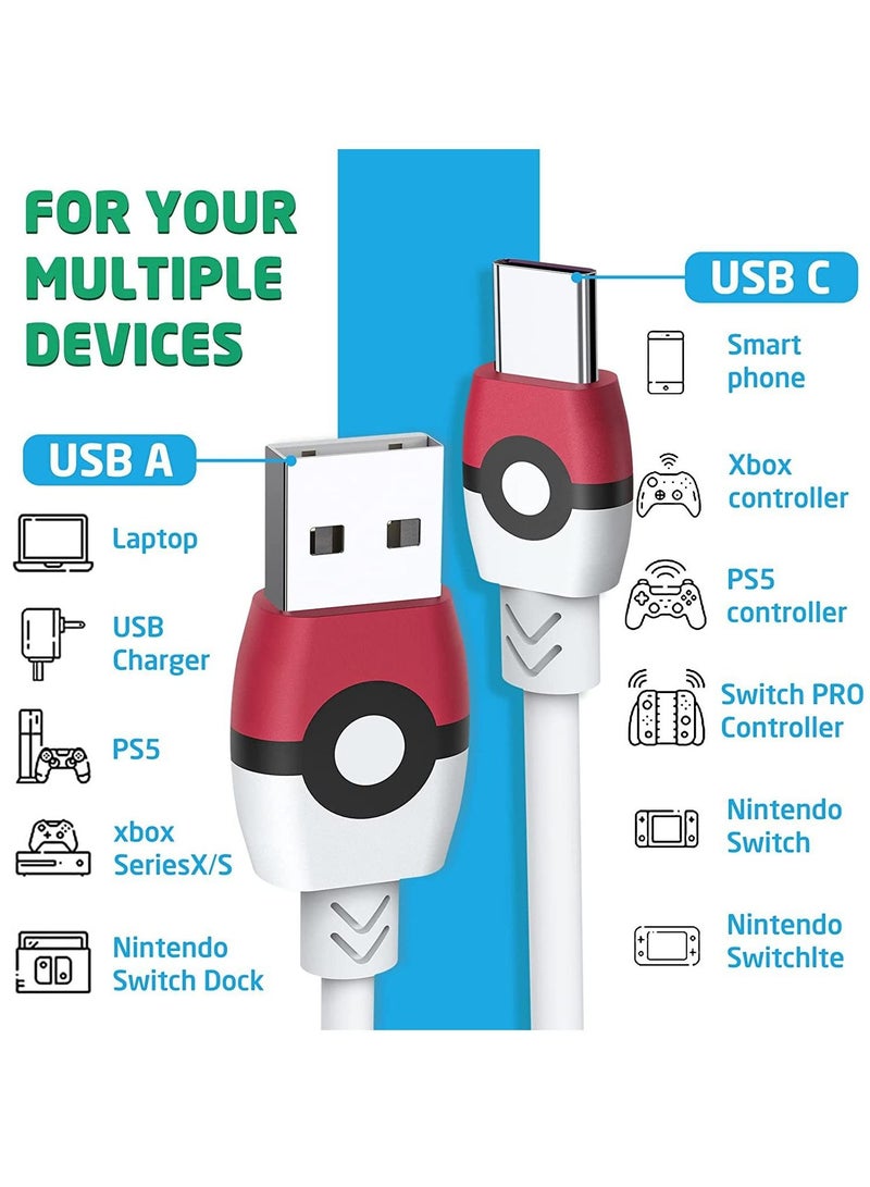 Vermaney Compatible with Nintendo Switch fast charging cable, cartoon data cable, mobile phone data cable 1.5 meters (Pokemon) - Image 3