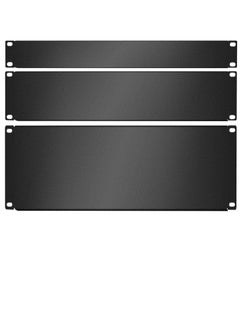 Excefore 3 Pieces 1U,2U,4U Blank Panel Metal Rack Mount Filler Panel Mount Panel Spacer 19 Inches Rack Blanking Panel Kit for Enclosure Server Rack Cabinet Black  - Image 1