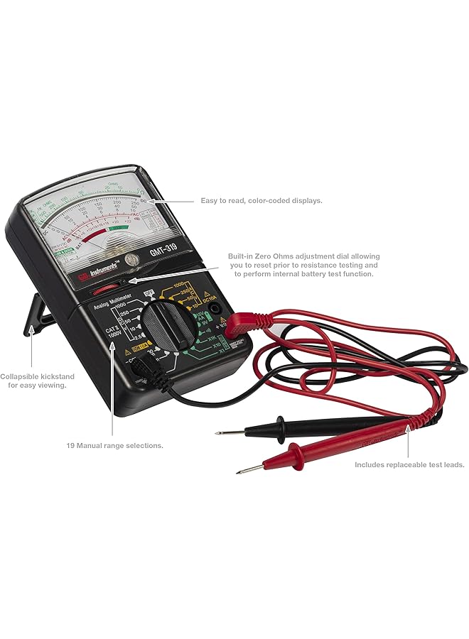 Gardner Bender Gmt-319 Multimeter Tester, Rj-45 & Rj-11, 7 Function / 19 Range 1000V Black - Image 3