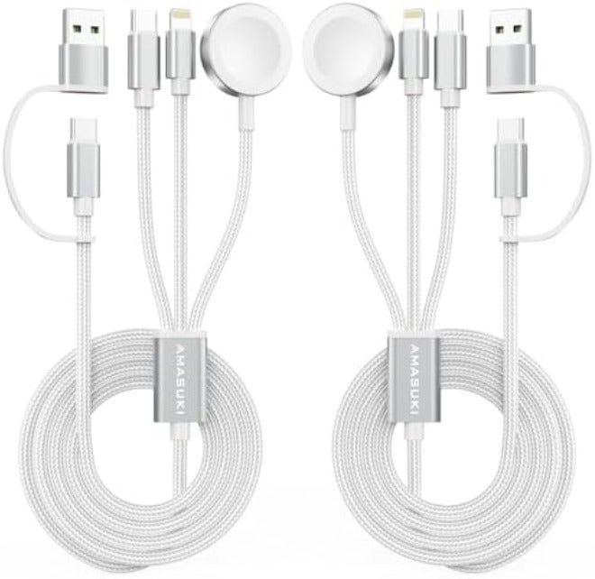 مستلزمات السفر، كابل USB‑C 3 في 2 لشحن ساعة آبل وآيفون - Image 2