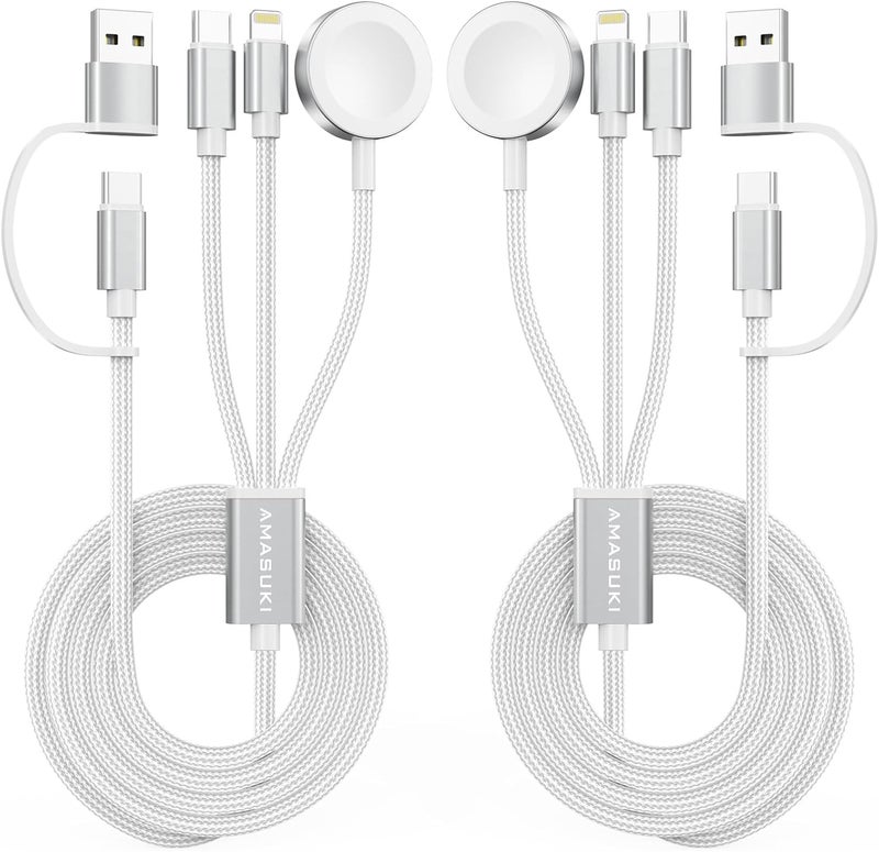 مستلزمات السفر، كابل USB‑C 3 في 2 لشحن ساعة آبل وآيفون - Image 1