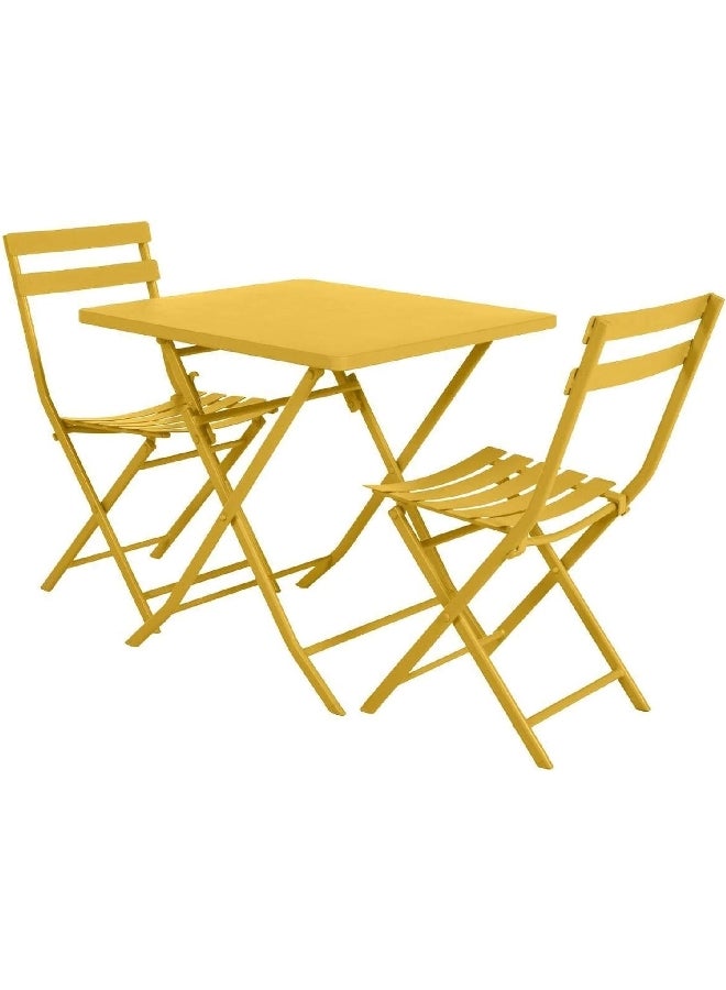 Hesperide Greensboro Weather Resistant Sturdy Folding Table Yellow 71 x 70 x 70 cm 159240 - Image 3