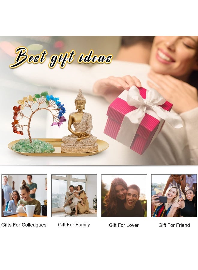 INNOLITES مجموعة شجرة الكريستال 7 شاكرا وتمثال بوذا من إينوليتس، ديكور تأمل اليوغا، شجرة المال وتماثيل بوذا لتزيين المنزل وغرفة المعيشة والمكتب، الثروة والحظ - Image 5