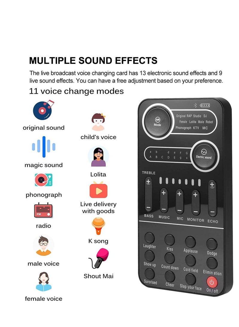Furtey - Voice Change Live Sound Card Mini Voice Changer with Multiple Sound Effects Microphone Portable Voice Changer for Adults Kids Mobile Phone Computer Pc Suitable for Recording Online Singing Chatting - Image 1